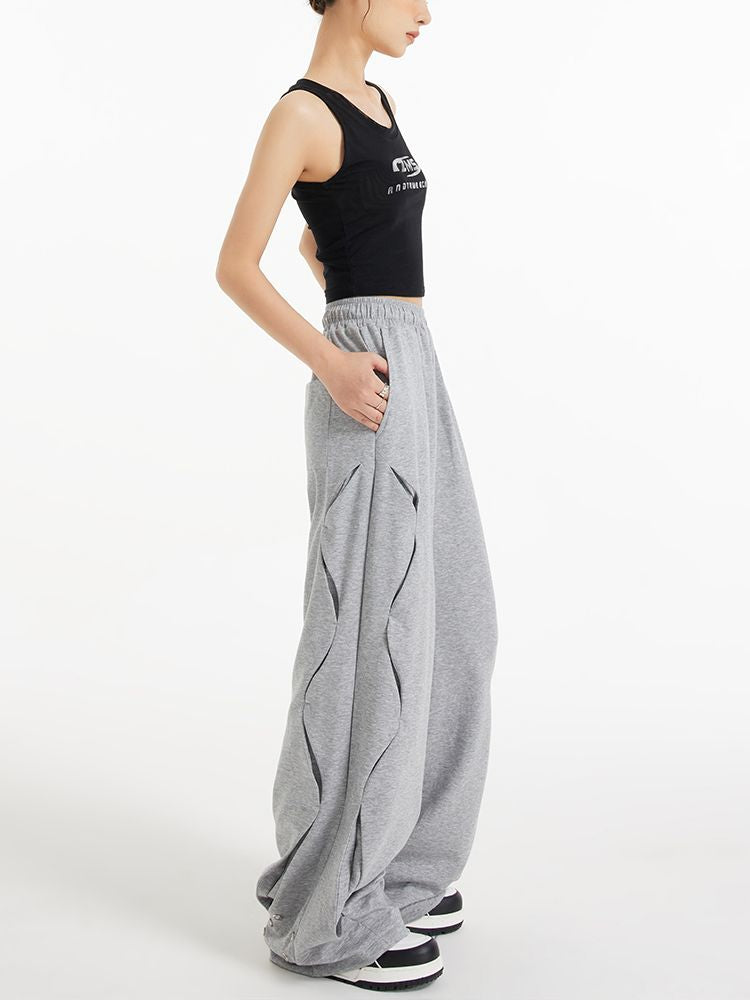 【EDX】Side design drawstring elastic casual mop pants  EX0007