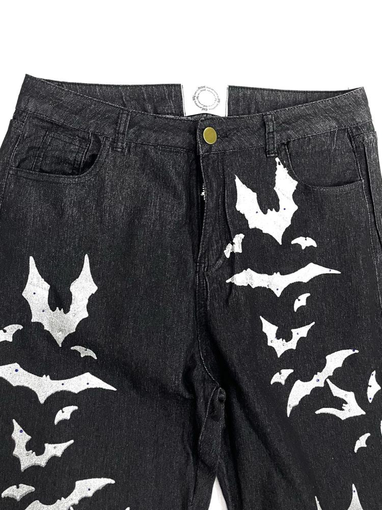 【Ⅱtype trb】Wrinkled bat print denim jeans LT0005 – HI-LANDER
