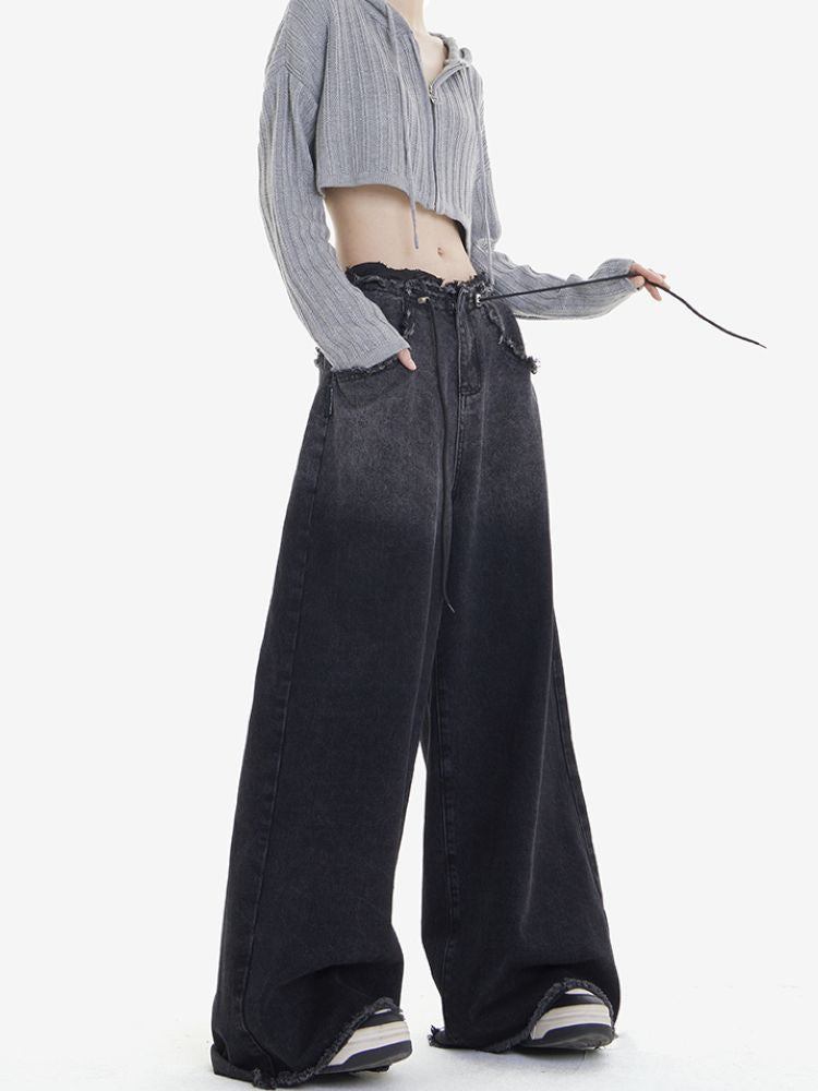 【EDX】Gradation low edge design wide leg jeans  EX0001
