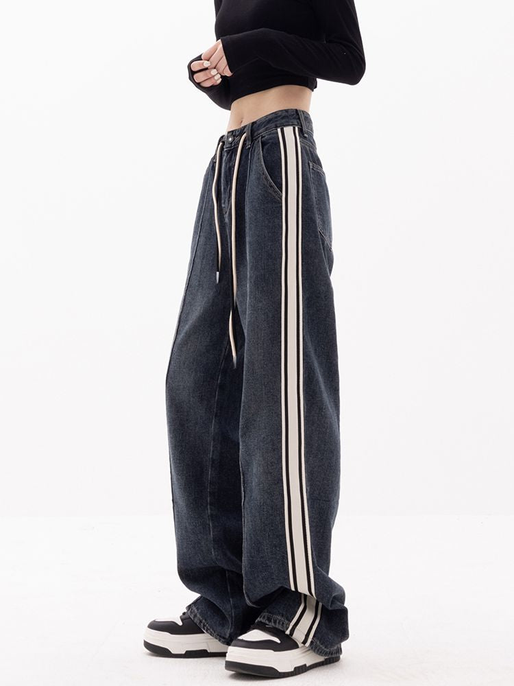 【EDX】Side stripe wide leg jeans  EX0005