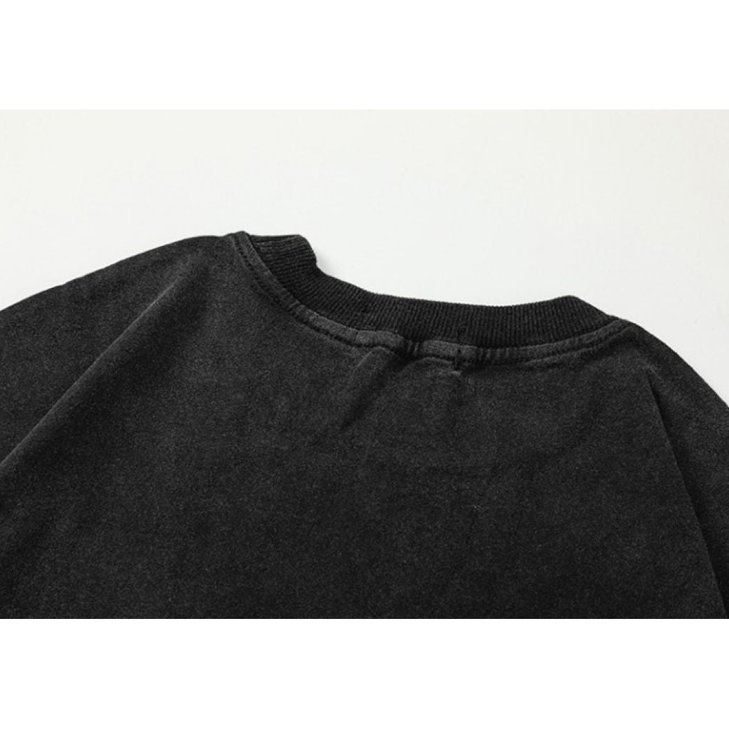 【VEG Dream】Dark print old washed short-sleeved T-shirt  VD0202