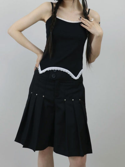 【ROSETOWER】High waist pleated design culottes skirt RT0008