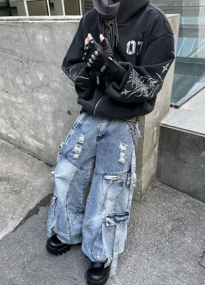 DARKFOG】Grunge punk design street full zip hoodie DF0053 – HI-LANDER