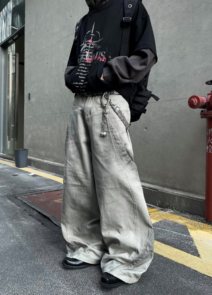 【DARKFOG】White balance wash design wide denim pants  DF0059