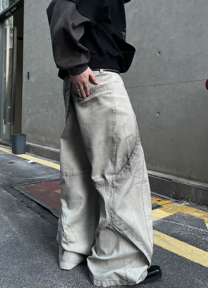 【DARKFOG】White balance wash design wide denim pants  DF0059