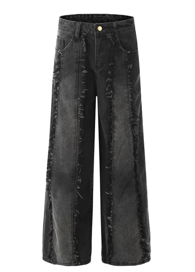 【Blacklists】Remade multi-fringe distressed wide denim pants  BL0042