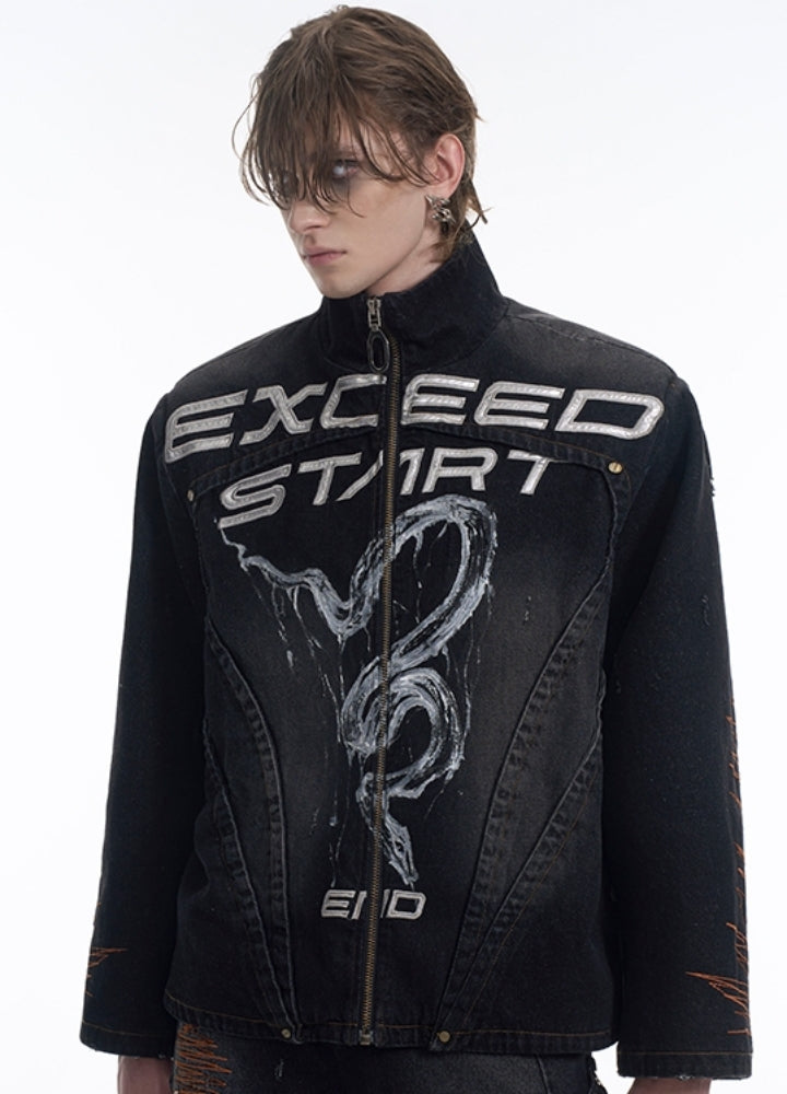 【STARTEXCEEDEND】Front wiper design denim tight silhouette jacket  SC0013