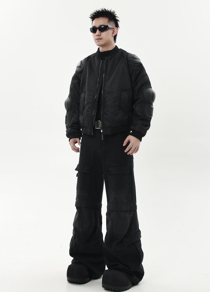 【Blacklists】Half-detachable gimmick plus basic design cargo denim pants  BL0041