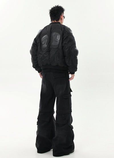 【Blacklists】Half-detachable gimmick plus basic design cargo denim pants  BL0041