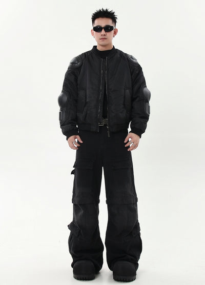 【Blacklists】Half-detachable gimmick plus basic design cargo denim pants  BL0041