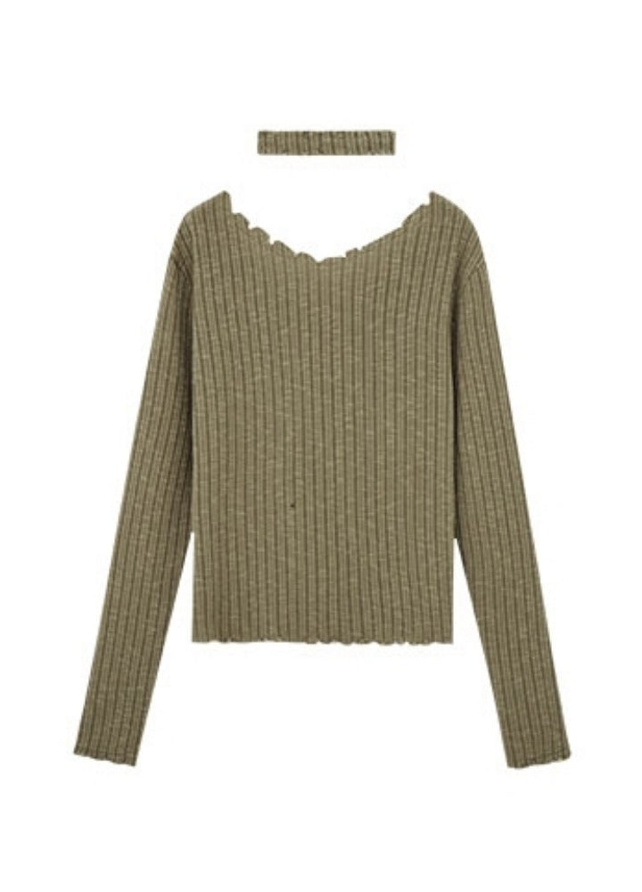 【YUKAHOUSE 】Cross Painted Dull Design Tight Grunge Knit Sweater  YO0019