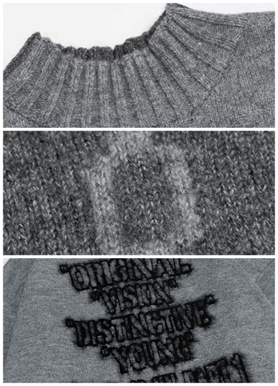 【OVDY】High neck front subculture based grunge mode knit sweater  OD0002