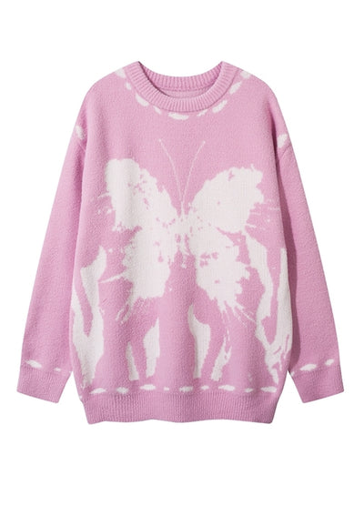 【VINMUK】Random hand-stitched design butterfly front knit sweater  VM0020