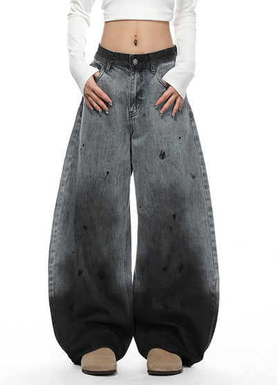 【VINMUK】Gradient wash painted vintage denim pants  VM0019