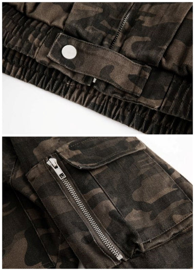 【Blacklists】All camo rib style full zip jacket hoodie  BL0044