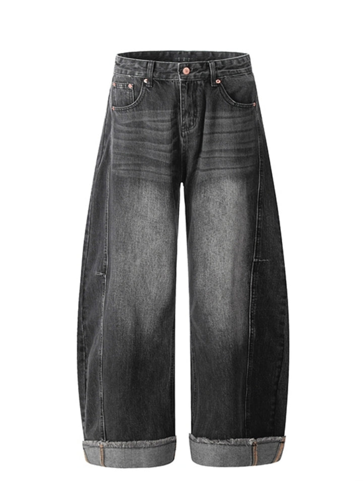 【MAXDSTR】Wide balloon leg silhouette dull wash denim pants  MD0194