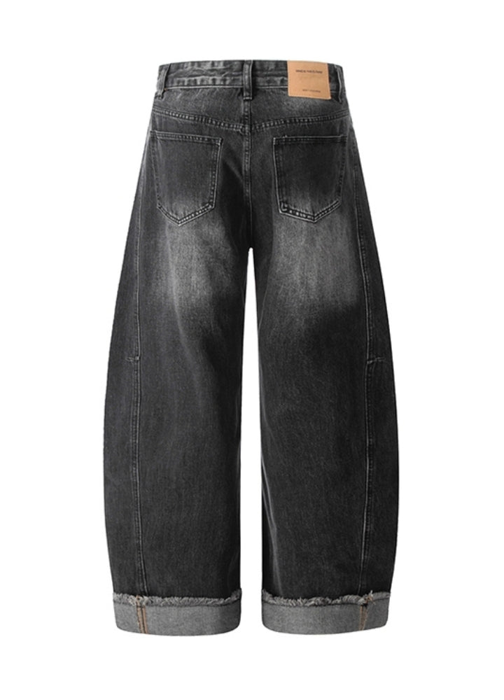 【MAXDSTR】Wide balloon leg silhouette dull wash denim pants  MD0194