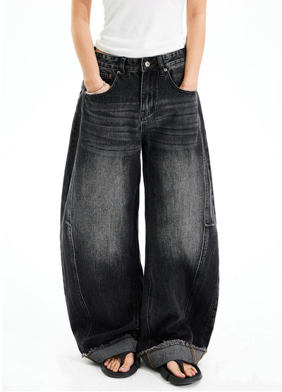 【MAXDSTR】Wide balloon leg silhouette dull wash denim pants  MD0194