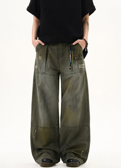 【MAXDSTR】Ash dirt wash wide denim pants  MD0198