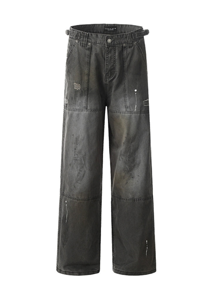 【MAXDSTR】Ash dirt wash wide denim pants  MD0198