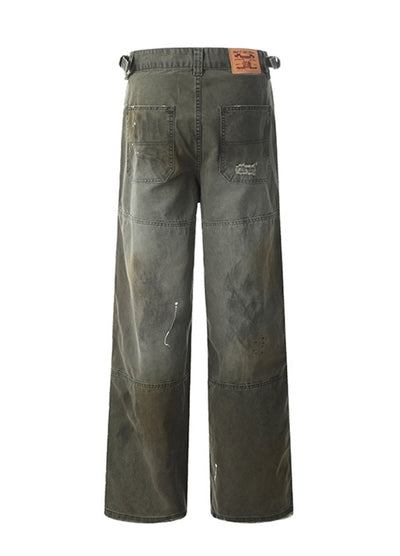 【MAXDSTR】Ash dirt wash wide denim pants  MD0198