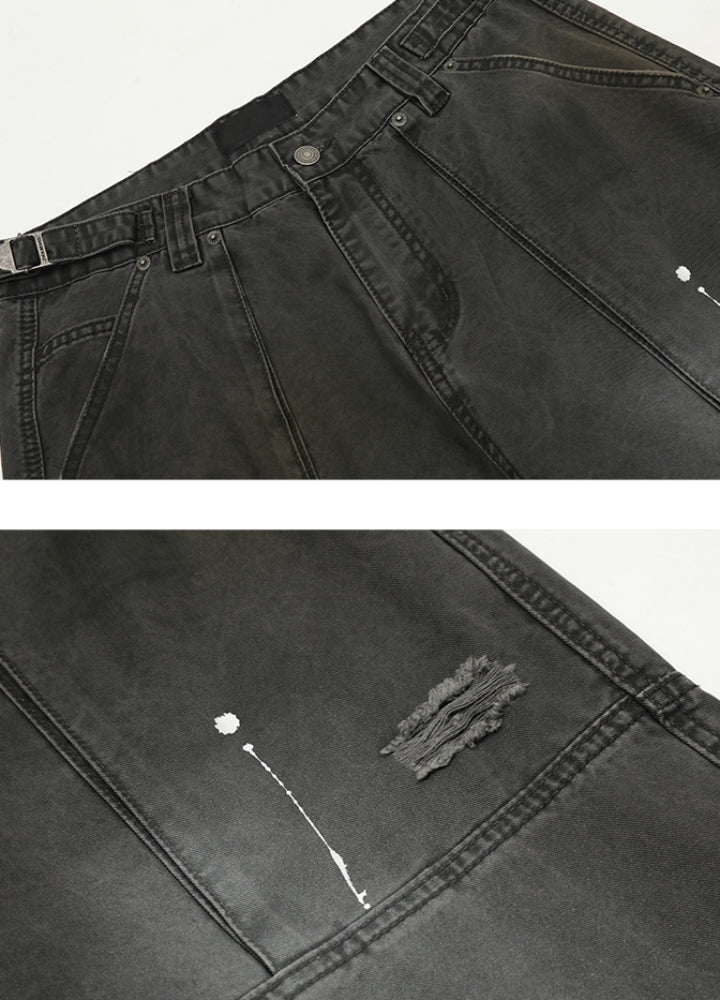 【MAXDSTR】Ash dirt wash wide denim pants  MD0198