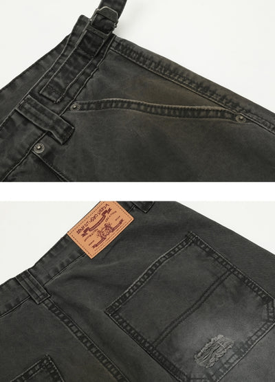 【MAXDSTR】Ash dirt wash wide denim pants  MD0198