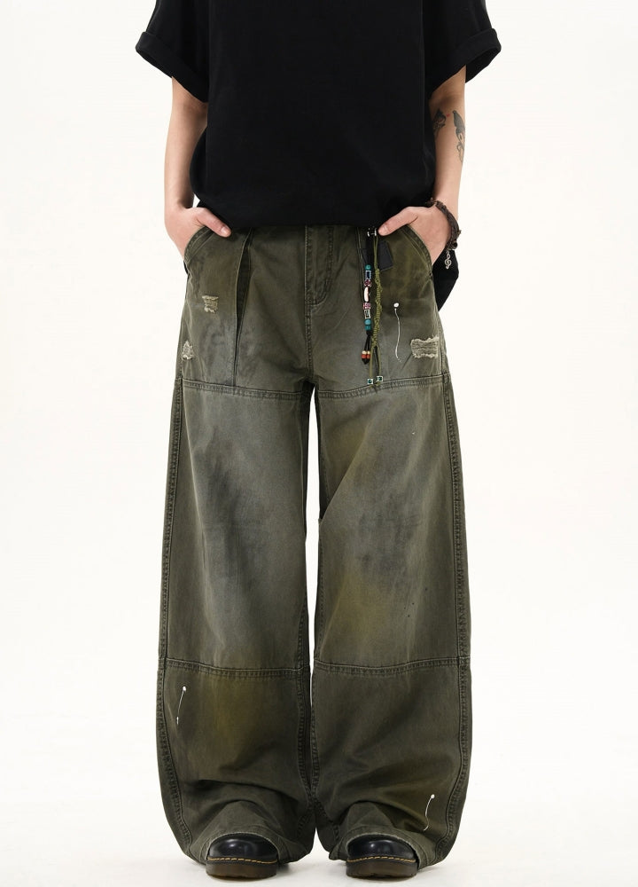 【MAXDSTR】Ash dirt wash wide denim pants  MD0198