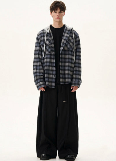 【MAXDSTR】Basic check pattern dull plus shirt-like design hoodie  MD0199