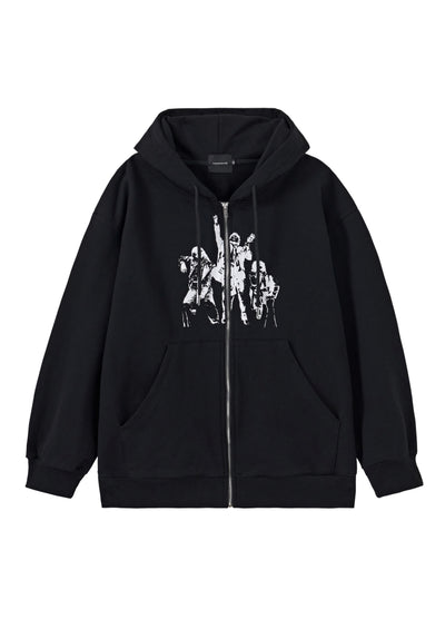 【YUKAHOUSE 】Front design subculture style full zip basic hoodie  YO0024