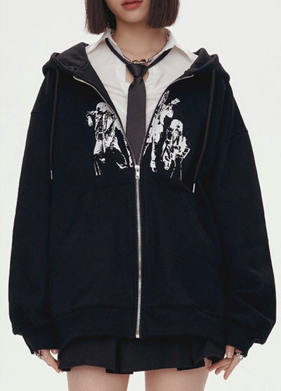 【YUKAHOUSE 】Front design subculture style full zip basic hoodie  YO0024