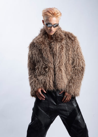 【PLAN1ONE】Fur design short silhouette wide over jacket  PL0053