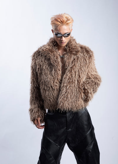 【PLAN1ONE】Fur design short silhouette wide over jacket  PL0053