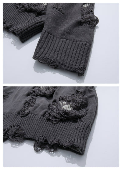 【12/2新作】Full over damage subculture mode design remake knit sweater  HL3105