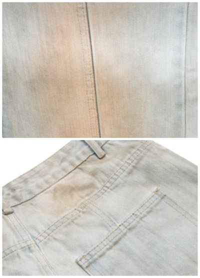 【Culture E】Muddy wash design color wide silhouette denim pants  CE0188