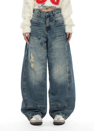 【VINMUK】Wide balloon silhouette basic denim pants  VM0016