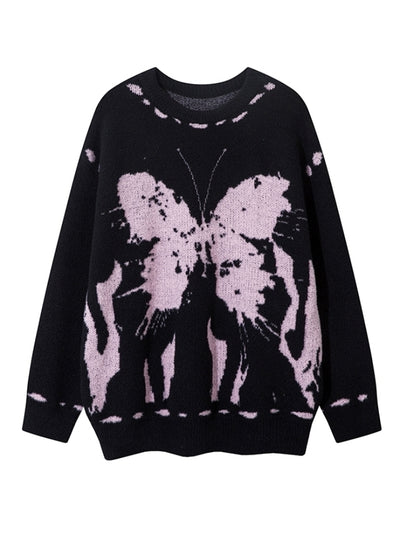 【VINMUK】Random hand-stitched design butterfly front knit sweater  VM0020