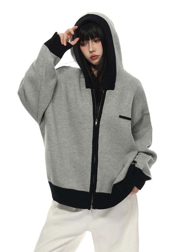 【VINMUK】Double line design zip style hoodie  VM0018