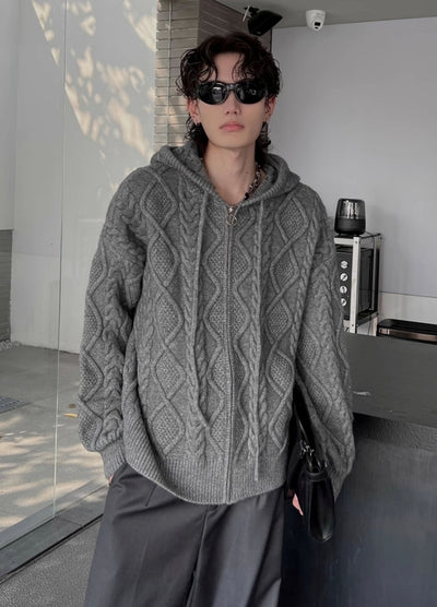 【SOULWORKER】Regular Force Design Full Zip Knit Hoodie  SW0046