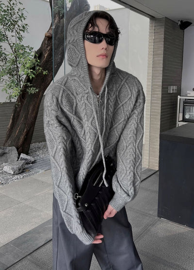 【SOULWORKER】Regular Force Design Full Zip Knit Hoodie  SW0046