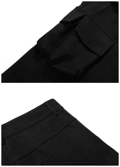 【Blacklists】Thick multi-pocket design wide silhouette cargo pants  BL0046