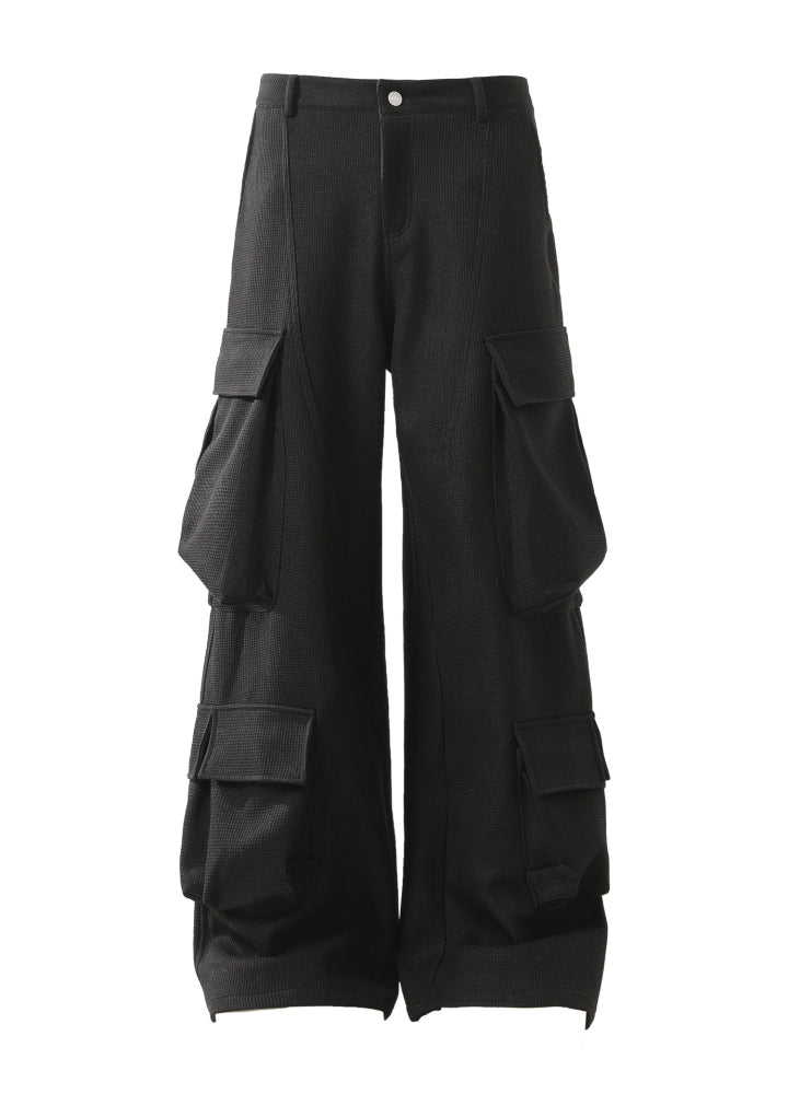 【Blacklists】Thick multi-pocket design wide silhouette cargo pants  BL0046