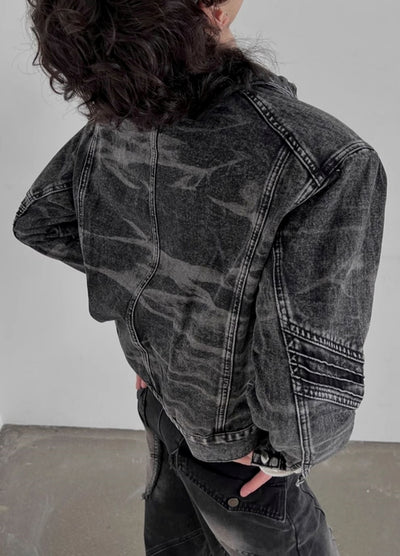 【SOULWORKER】Tight silhouette dull wash base denim jacket  SW0048