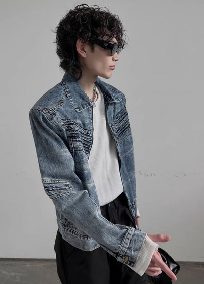 【SOULWORKER】Tight silhouette dull wash base denim jacket  SW0048