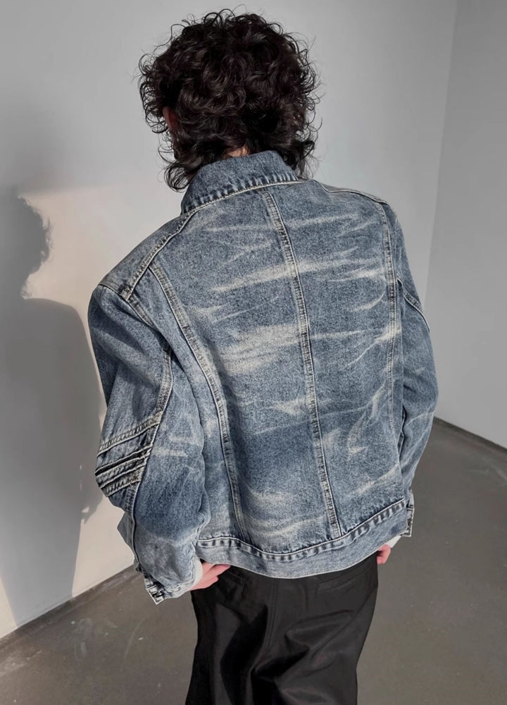 【SOULWORKER】Tight silhouette dull wash base denim jacket  SW0048