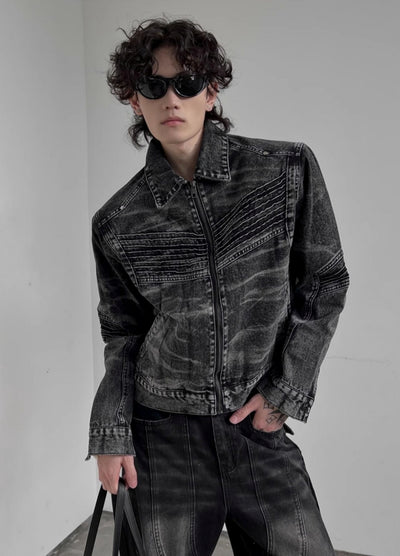 【SOULWORKER】Tight silhouette dull wash base denim jacket  SW0048