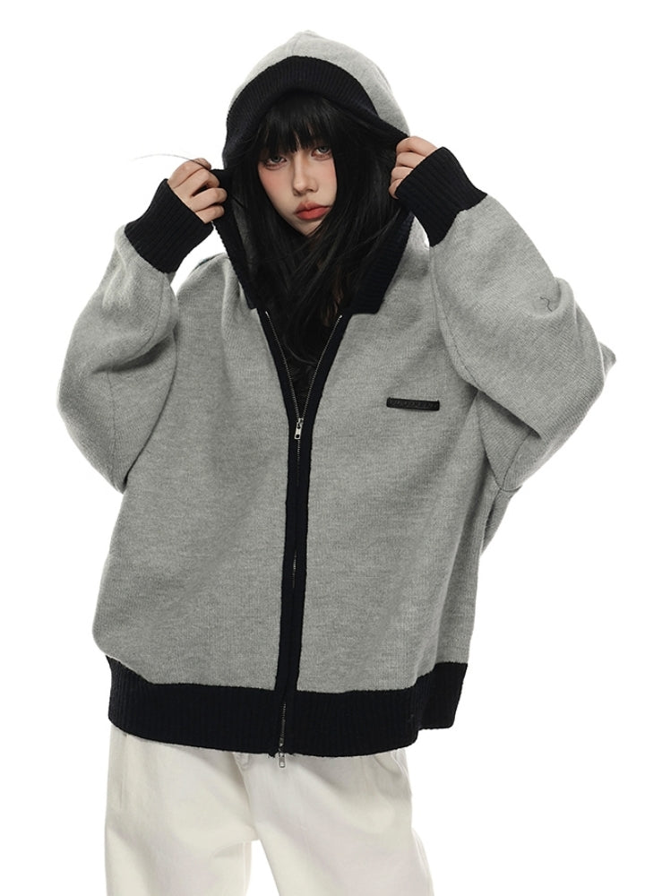 【VINMUK】Double line design zip style hoodie  VM0018