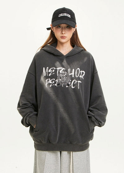 【NIHAOHAO】Front initial wash oversized silhouette hoodie  NH0201