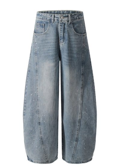 【Blacklists】Washed balance paint design wide denim pants  BL0050