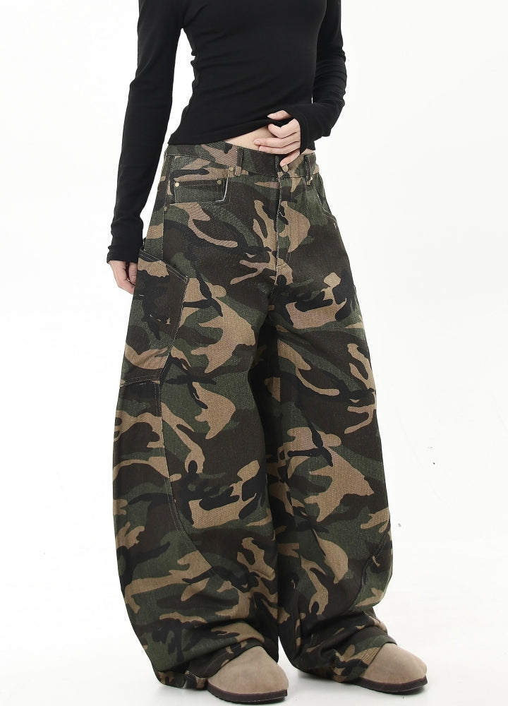 【Blacklists】Balloon wide silhouette simple camouflage pants  BL0031